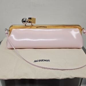 Jacquemus Light Pink and Gold Clutch